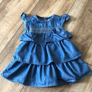 Denim Chambray Ruffle Dress - 3-6mos